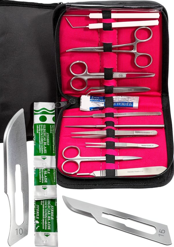 Dissecting German Kit Of 12 Pcs Scissors Forceps Probe Blades Needle Etc Cynamed-2
