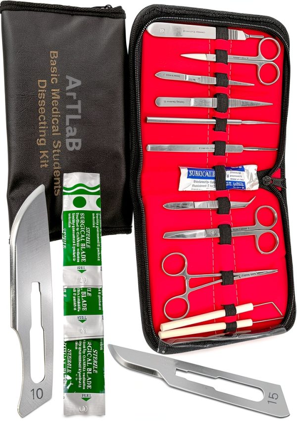 Dissecting German Kit Of 12 Pcs Scissors Forceps Probe Blades Needle Etc Cynamed-4