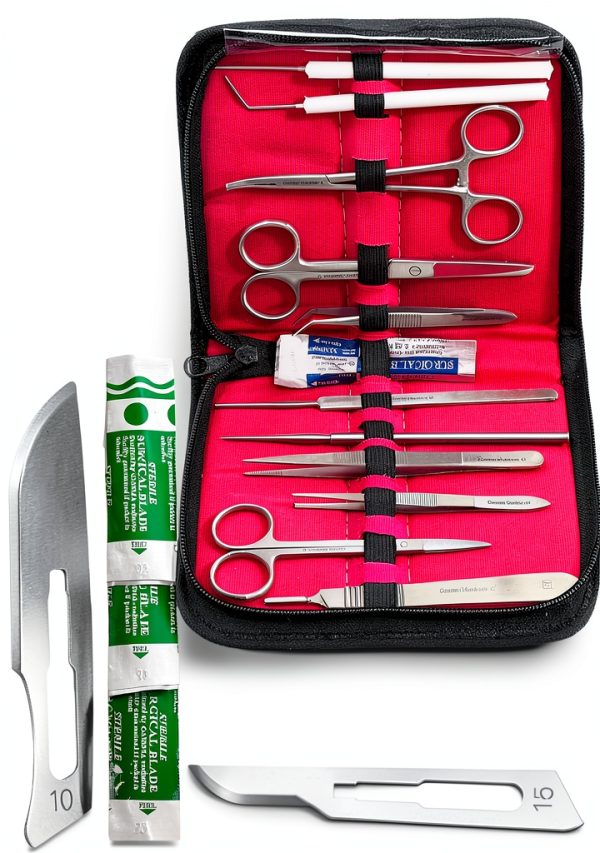 Dissecting German Kit Of 12 Pcs Scissors Forceps Probe Blades Needle Etc Cynamed-0