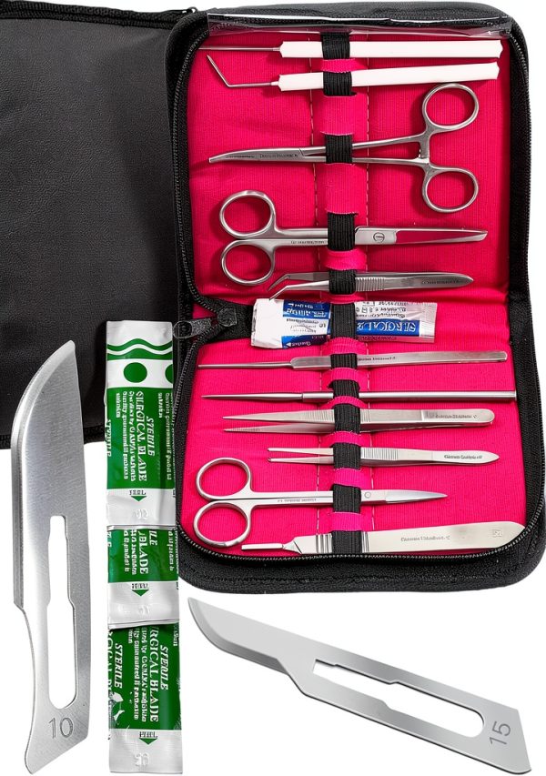 Dissecting German Kit Of 12 Pcs Scissors Forceps Probe Blades Needle Etc Cynamed-3